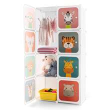 Lifezeal 8-Cube Kids Wardrobe Baby Dresser Bedroom Armoire Clothes Hanging Closet With Doors Pink/White - White - View 9