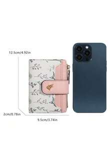 1pc Elegant Floral Print Metal Button Compact Wallet For Women, Stocking Stuffers, Wallets For Women,  Mystery Package,Gift Card Holder, Coin Purse, Pink Wallet, Stocking Stuffers For Women - Nhiều màu - Xem 10