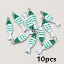 10-20个 18x5mm 不锈钢鱼形珐琅吊坠 不锈钢DIY首饰制作配件