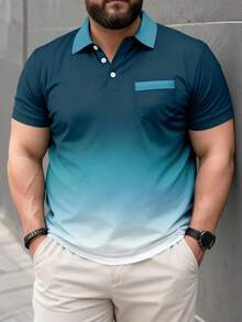 加大码男士渐变色休闲短袖Polo衫 - 彩色 - 查看 1