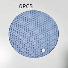 6pcs High Temperature Resistant Silicone Placemats, Good Insulation, Anti-Scald Coasters, Unique Honeycomb Design With Excellent Heat Dissipation, Prevent Damage To Tabletop, Fashionable And Elegant Appearance - Mixing Colors - View 11