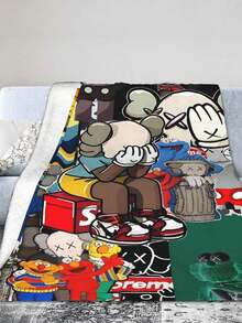 Kawss Kawaii Kaw  Blanket Flannel Blanket, Super Comfortable Winter Warm Blanket Summer Air Conditioning Blanket, Soft And Light Bed Sofa Decoration, Not Easy To Shed, - màu đen - Xem 3