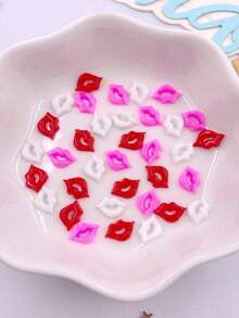 50pcs Mixed Resin Red Pink White Lips Flat Back Scrapbook Applique Valentine's Day Decor Jewelry Accessories Valentines Summer, School - Trộn ngẫu nhiên - Xem 4