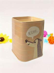 浪漫森林动物主题铁艺小猪存钱罐兼笔筒 - 大容量金属小猪存钱罐，饰有浪漫的狼、熊和鹿图案，多功能笔筒，是居家或办公收纳的理想之选。家居收纳/浪漫设计/经久耐用，小猪存钱罐，情人节、斋月最佳礼物 - 彩色 - 查看 12