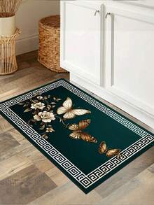 1 pieza Alfombra de cocina con patrón de mariposa y floral dorado, alfombra de lujo moderna absorbente y antideslizante para la cocina, alfombra de pasillo, decoración de cocina pequeña, alfombra para fiestas y reuniones en el hogar, felpudo de entrada interior, alfombra de cocina gruesa y cómoda sin olor, alfombra decorativa antideslizante para la cocina - Multicolor - Ver 11