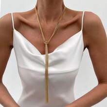 1 Long Tassel Y-Chain Bohemian Sexy And Elegant Chain Pendant With A French Casual Resort Design, Fashionable Women's Necklace Party Favors,Halloween, The Best Choice For Christmas Party Gifts - 長流蘇項鍊 - 查看 8