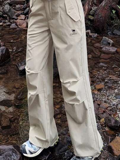 CAMEL CROWN Women's Outdoor Straight-Leg Casual Trousers, New Autumn/Winter Style, Fleece-Lined, Waterproof, Sports Hiking Trousers