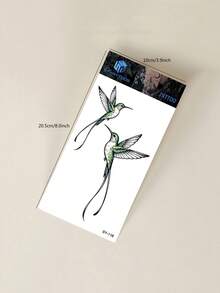 Minimalist Tattoo Stickers With Colorful Hummingbird Flower Patterns Realistic Style Temporary Fake Tattoo Stickers DIY Daily Party Holiday Gifts Suitable For Wrist, Shoulder, Neck, Clavicle, Ankle Waterproof Realistic Body Tattoo Stickers - Multicolor - View 9