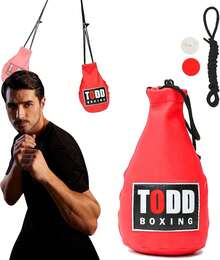 Pera de Boxeo, Bolsa de Doble Extremo Gobernadora, Mejora la Velocidad de Reacción, Duradera, Saco de Doble Extremo, Gimnasio en Casa, Piso a Techo - Rojo - Ver 1