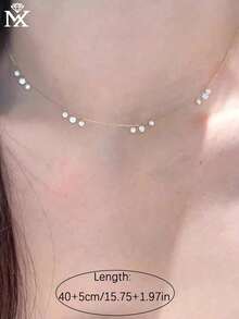 1pc S925 Sterling Silver Zirconia Waterdrop Clavicle Chain, Lightweight Luxury Versatile Necklace, Recommended Gift For Birthday, Confession, Anniversary - Yellow Gold - View 5