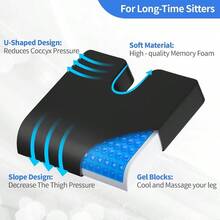 18''x16''x3'' Gel Wheelchair Seat Cushion With Lumbar Support Pillow 2-Piece Set For Sciatica Relief Back Pain Coccyx Pressure Pressure Sore Prevention Enhanced Pressure Relief Non-Slip Cover With Adjustable Straps Ideal For Long-Term Mobility Aid Use In Home Office And Healthcare Settings - Black - View 3