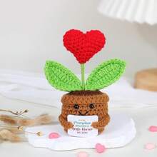 Großmutter Geschenk, Gestrickte Blumen + Karte + Organzasäckchen, Oma Geschenk für Geburtstag Muttertag Großelterntag Weihnachten Neujahr