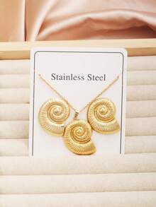 1 Bộ trang sức sao biển, vỏ sò, hoa tai xoắn ốc và vòng cổ bằng thép không gỉ cho nữ, quà tặng ngày lễ bãi biển thông thường, bộ trang sức cá nhân hóa - Loạt bài về sinh vật biển - Xem 8