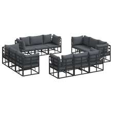 Garden Sofa Set With Cushion 12 Pcs Black Aluminium - Grey - View 2