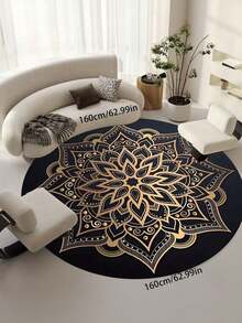1pc Lotus Floral Pattern Carpet, Symmetrical Floral Carpet, Leaf Floral Carpet, Soft Plush Carpet, Indoor Aesthetic Floor, Soft And Fluffy, Decorative Carpet, Thickened Carpet, Area Carpet, Living Room Carpet, Bedroom Carpet, Gaming Room Carpet; Exquisite Carpet Makes Home Life More Elegant, Romantic And Luxurious Retro Style - Beige - View 7