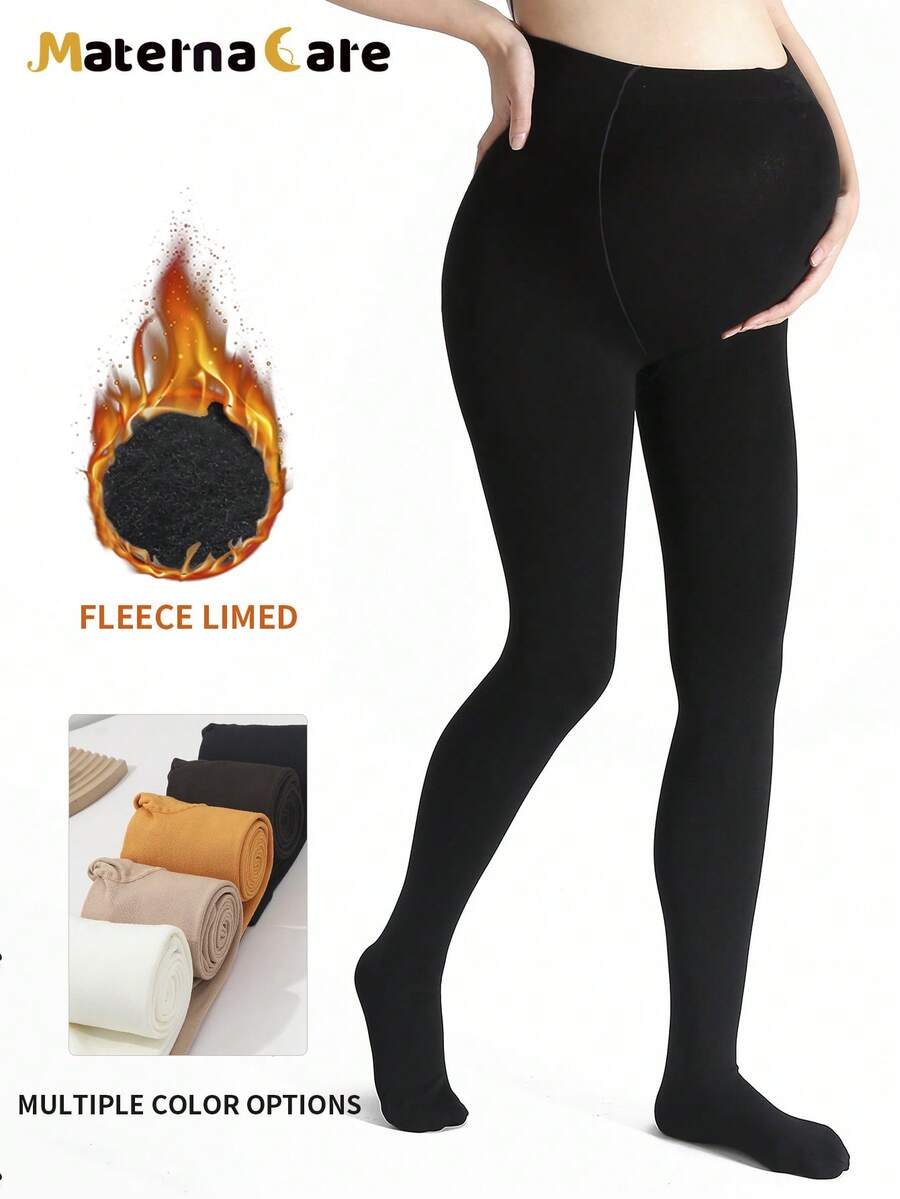 1件装孕妇保暖连裤袜，黑色纯色，弹力保暖，适合孕早期、孕中期和孕晚期，秋冬季穿着舒适。