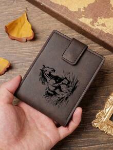 Fashionable Horse Design Faux Leather Wallet - Compact Zipper Card Holder And Coin Purse, Snap Coin & Card Slots, Ideal Daily Use Wallet, Stylish Travel Accessory - one-size - View 5