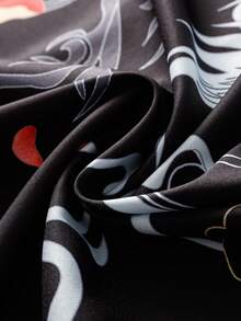 男士黑色开襟和服式针织衫 - 长袖凤凰印花宽松版型，轻盈透气，四季皆宜，可机洗，度假风，舒适贴身 | 精致贴花细节，中国尺码，请仔细查看尺码表 - 黑色 - 查看 3