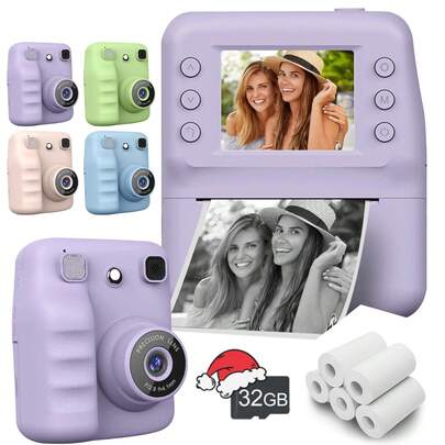 Children's Camera,Children's Digital Instant Printing Camera,Christmas Birthday And New Year Gifts,Suitable For Girls And Boys Aged 3-12,Toddler Camera,Conducive To Enhancing Imagination