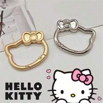 Llavero de metal con diseño de Hello Kitty de Sanrio, con cierre de resorte, mosquetón abierto, accesorio colgante en forma de carabinero lindo para DIY