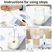 USB Rechargeable Electric Milk Frother, 3 Speed Adjustable Milk Foamer, Handheld Milk Steamer For Coffee, Cappuccino, Latte And Protein Drinks - Multicolor - View 8