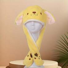 Sanrio 1件三丽鸥Kitty、卡通可爱新奇毛绒帽，耳朵可活动，保暖冬季蓬松耳罩帽（女士款）