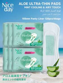 Niceday 120pcs/6packs, Aloe Vera Sanitary Pads, 155mm Length, Daily Use Feminine Hygiene Pads, Ultra-Thin Menstrual Pads, Breathable, Aloe Vera Cooling Sensation, Intimate Cooling, Leakage-Free - Mint Green - View 14