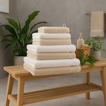 Betz Premium Towel Set 12 Pieces - 100% Cotton - Oeko-Tex Certified - High Grammage - Shower Towels, Hand Towels, Guest Towels & Wash Mitts Colour Graphite/Berry - White / Sand - View 2