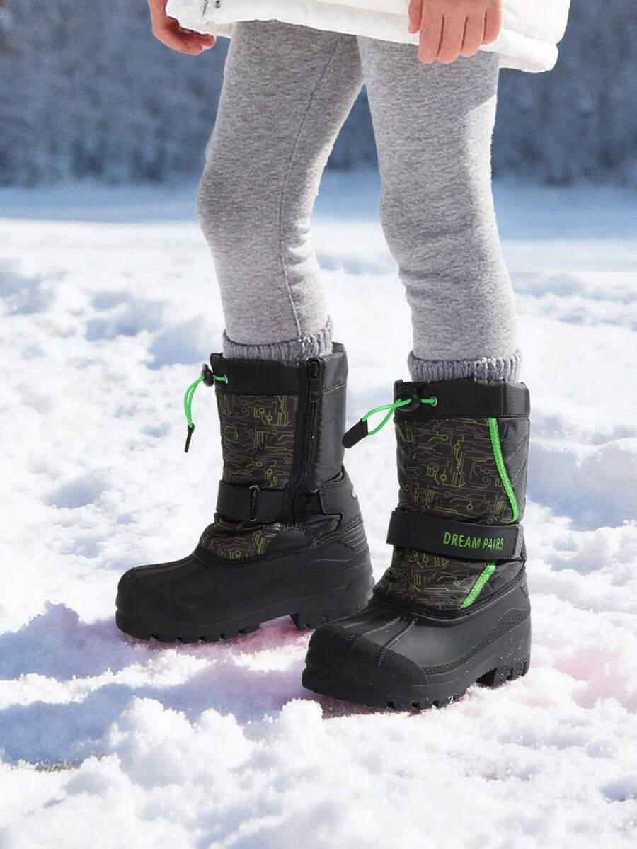 Kids Snow Boots Water-Repellent Mid-Calf Cold Weather Boots For Toddlers To Big Kids - 綠色 - 查看 1
