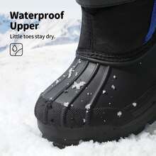 Kids Snow Boots Water-Repellent Mid-Calf Cold Weather Boots For Toddlers To Big Kids - Xanh đậm - Xem 5