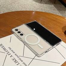 Suitable For  Z Fold 7 6 Z Fold 5 Z Fold 4 Z Fold 3 Luxury Folding Transparent Protective Case Magnetic Wireless Charging Shockproof Back Cover, Foldable Phone Case, Minimalist Cover, High-Quality Cover, Durable Material, Smartphone Users,  Users - Trong sáng - Xem 6