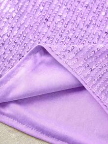 Áo không tay cổ chữ V đính sequin, kiểu áo tank top thanh lịch cho mùa xuân và mùa hè, thích hợp cho kỳ nghỉ ngắn ngày. - Màu tím hoa cà - Xem 4