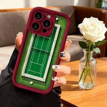 Funda de teléfono con diseño de cancha de tenis verde para iPhone 14 Pro Max funda protectora con estampado de campo de tenis ideal para amantes del deporte y estilo casual - Café integral - Ver 5
