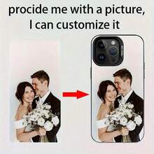 Étui de téléphone personnalisable noir mat avec photo, nom, texte, forme de cœur, compatible avec Apple 17/16/15/14/13/12/11/Pro MAX/Pro/Plus, OPPO et autres modèles. Étui de téléphone personnalisé avec photos d'anniversaire, de couple, de famille, d'animal de compagnie. Convient comme cadeau de Noël, Halloween, Saint-Valentin, Fête des Mères, Fête des Pères - Noir - Voir 2