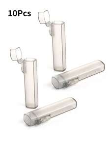 10/4/2/1pc Portable Clear Plastic Toothpick & Swab Holder, Leak-Proof Metal Cylindrical Travel Organizer, Compact Desktop Storage For Home, Camping, And Outdoor Use