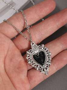 Bộ 5 chiếc/Bộ dây chuyền mặt hình thánh giá phong cách Gothic cổ điển, hoa hồng gai, thánh giá tan chảy, ngôi sao dành cho nữ - Bạc - Xem 7