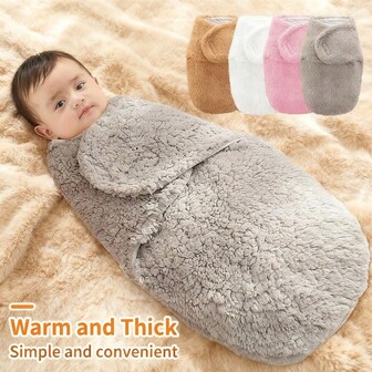 1pc Baby Swaddle Blanket, Soft & Cozy - Thick Sherpa Fleece Warm Wrap, Outdoor Newborn Swaddle, Anti-Startle Baby Blanket - Washable, Non-Shedding, Great Gift For Baby On Halloween, Christmas, Thanksgiving, New Year!