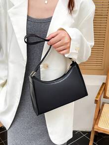 Túi đeo vai màu trơn, họa tiết hình học dập nổi, kiểu dáng có khóa kéo dưới cánh tay, túi đeo vai dập nổi, túi khóa kéo thời trang retro, túi xách tay chống thấm nước, phù hợp cho các bạn nữ trẻ, phụ nữ, sinh viên đại học, người mới bắt đầu sự nghiệp và các quý cô công sở, hoàn hảo cho văn phòng, công việc, kinh doanh, đi lại và các dịp khác, một lựa chọn túi công sở tuyệt vời dành cho phụ nữ. - màu đen - Xem 7