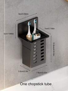 黑白透明牙刷牙膏架，浴室梳子剃须刀壁挂架，无需钻孔，浴室收纳整理架 - 彩色 - 查看 5