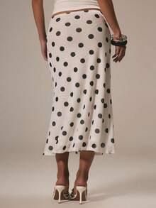 Women Y2k Polka Dots Maxi Skirt Casual Elastic Waist High Rise A Line Flowy Long Skirts Fishtail Summer Sheer Mesh Pencil Long Skirts  Going Out Flared Skirt Vintage Outfit Beach Vacation - 白色 - 查看 3