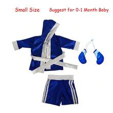 3 件套新生儿摄影服装婴儿拳击长袍短裤和拳击套装，适合拍摄令人难忘的第一张照片，迷你手套短裤，冠军首次亮相新生儿拍摄道具婴儿洗礼复活节礼物，适合女孩/男孩 - 彩色 - 查看 14