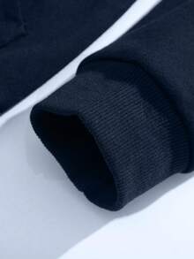 1件少女简约休闲抓绒外套，秋冬季 - 藏蓝色 - 查看 6