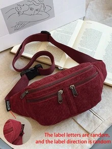 新款时尚复古灯芯绒腰包，简约胸包，大容量纯色单肩斜挎包腰包（男士款）