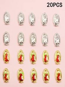 20 Peças de Conjunto de Acessórios de Unhas Estilo Misto de Nossa Senhora, Acessórios de Unhas 3D DIY para Senhoras e Meninas com Estilos Mistos de Nossa Senhora