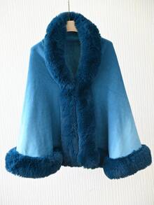 1pc Acrylic Knitted Fabric Faux Mink Collar Plain Color Cape Shawl, Elegant Vintage Style Suitable For Qipao And Evening Dress, Short Knitted Cardigan Jacket For Autumn/Winter - Multicolor - View 23