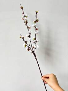 MEHELANY 3.08英尺/94厘米人造白色樱花装饰，1支长茎丝绸樱花枝，长茎仿真白色花卉摆件，适用于插花、婚礼装饰和家居装饰，可搭配高花瓶，用于DIY花环、工艺品、办公室/卧室派对桌面装饰。 - 白色 - 查看 7