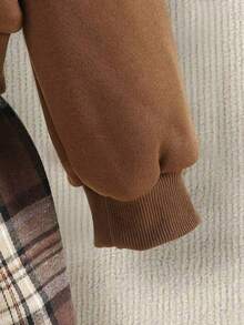 Toddler Girls' Heart Print Long Sleeve Top And Plaid Skirt Set - Coffee Brown - View 5