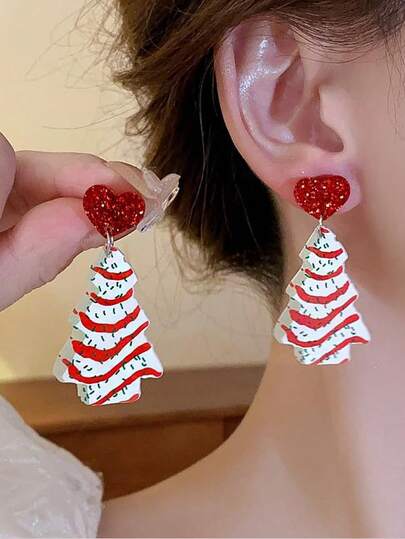 Christmas Earrings Are For Women, Christmas Accessories. Red, White And Green Pendant Earrings Are Festive And Christmas Jewelry Gifts.