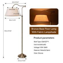 HonoDing Swing Arm Floor Lamp, Net Red Creative Floor Lamp, Style Atmosphere, Sweet, With 180° Adjustable Cantilever,Beige Linen Lampshade,For Halloween, Christmas And Other Holidays,No Bulb - 查看 5