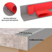 1 pezzo di 1m/3,3ft di battiscopa in gomma per scale, protezione antiscivolo autoadesiva per bordi gradini, coprinaso adesivo per scale interne ed esterne